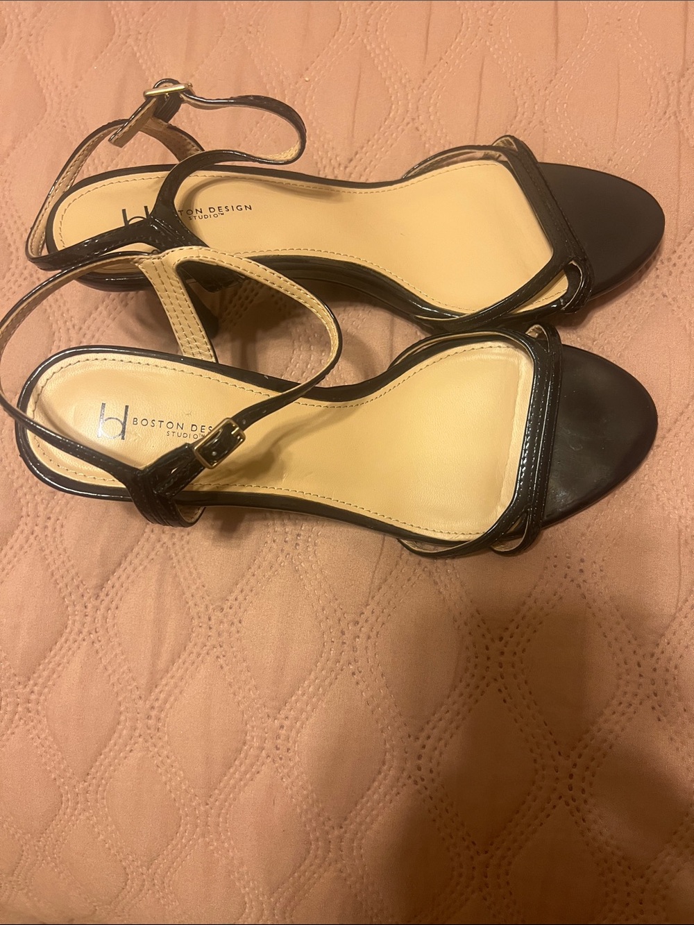 Boston Design Studios Black Strappy Mid-Heel Sandals